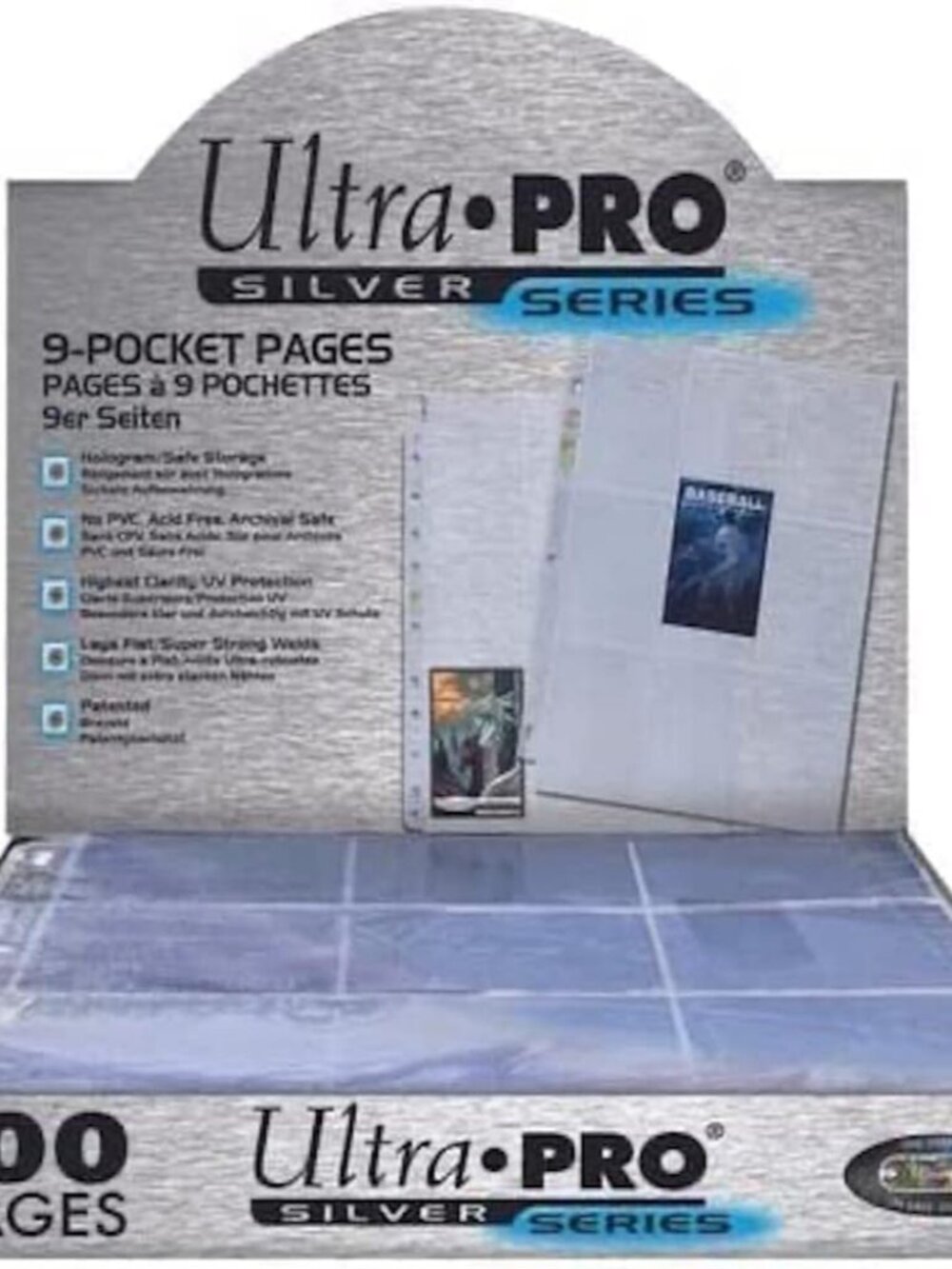 11-Hole Punch 9-Pocket Pages Silver Series, 100 Pages to Store Trading Cards, Ba